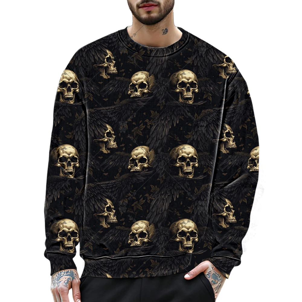 Funny 3D Skull Print Sweatshirts For Men Hip Hop Trend Harajuku Streetwear Casual O-neck Loose Pullover Autumn Men's Hoodie Tops