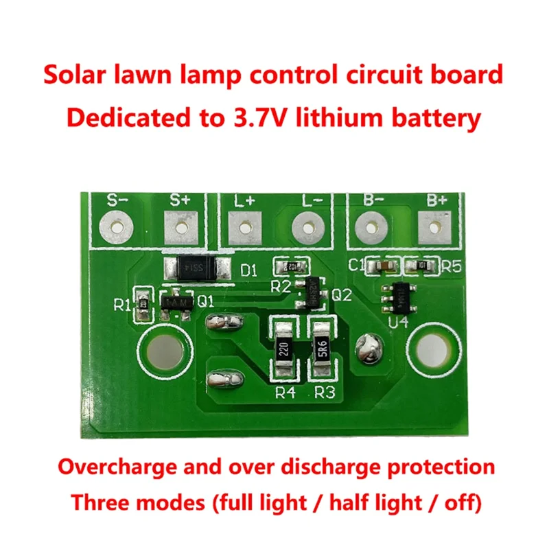 Reliable Solar Lawn Light Controller Board 3.7V Lithium Battery Solar Spotlight Light Solar Light Circuit Board with Switch