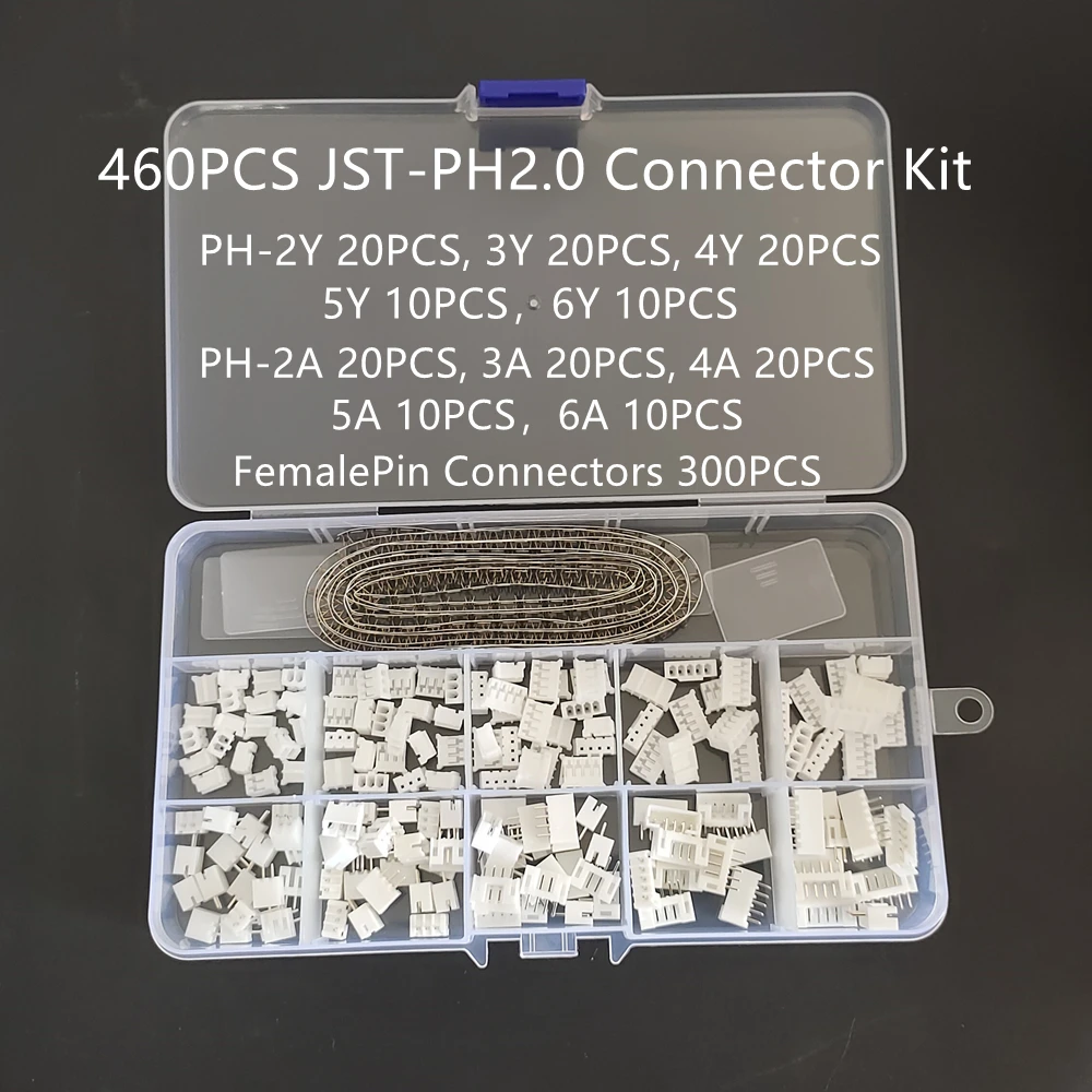 JST PH2.0 XH2.54 Male Female Straight needle Connector Kit 2/3/4/5/6 Pin Plug with Terminal Socket Header Wire Connectors Kit