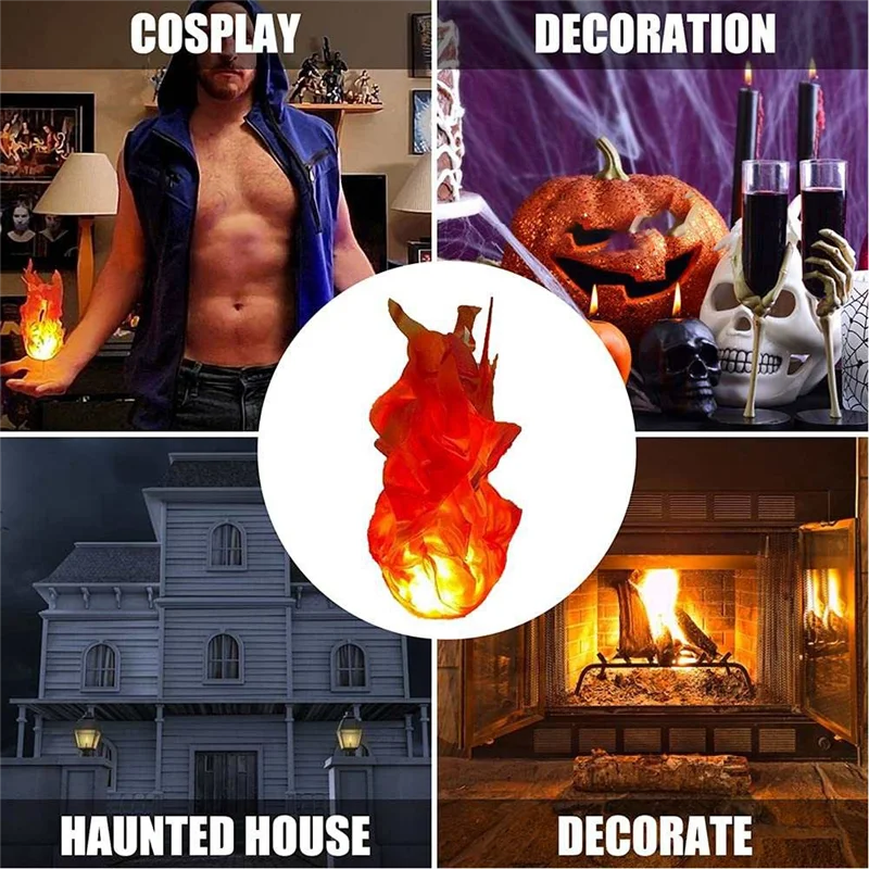 لعبة جديدة مضحكة للهالوين كرة نار سحرية على اليد ديكور منزلي LED كرة نار مضيئة زينة رائعة للحفلات باللون الأسود
