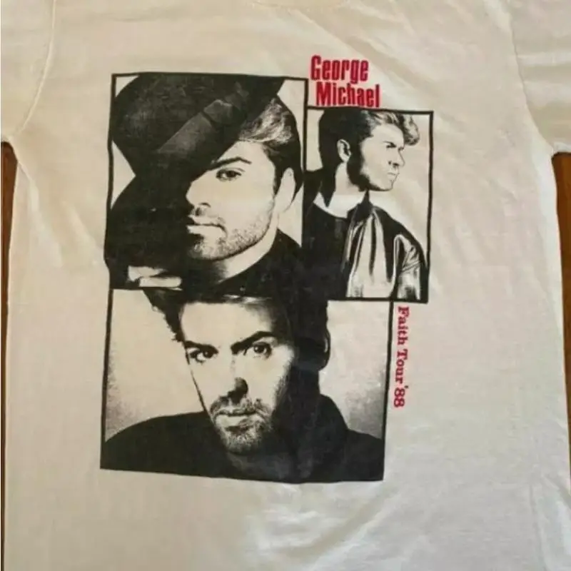 تي شيرت جورج مايكل فيث 88 Vtg كلاسيكي أبيض