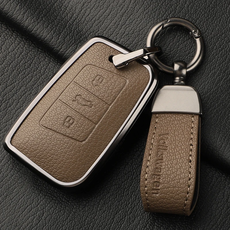 

Metal Leather Car Remote Key Case Cover For VW Volkseagen Passat B8 Magotan For Skoda Superb A7 Kodiaq Seat Protected Fob