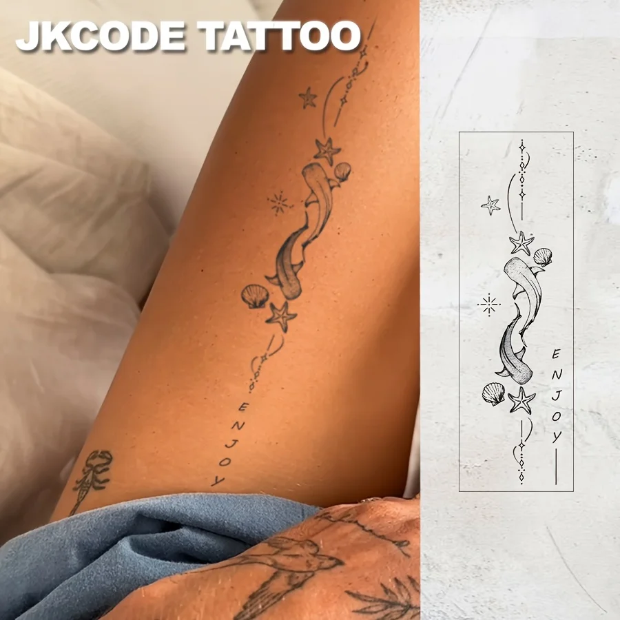 Waterproof Semi-Permanent Tattoos, Minimal Tattoo Hands, Simple Design Shark, Starfish, Temporary Tattoos, Last 1-2 Weeks