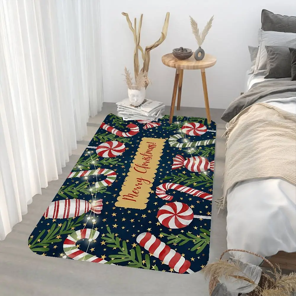 Merry Christmas Hallway Carpet Washable Non-Slip Living Room Sofa Chairs Area Mat Kitchen Doormat Area Rug