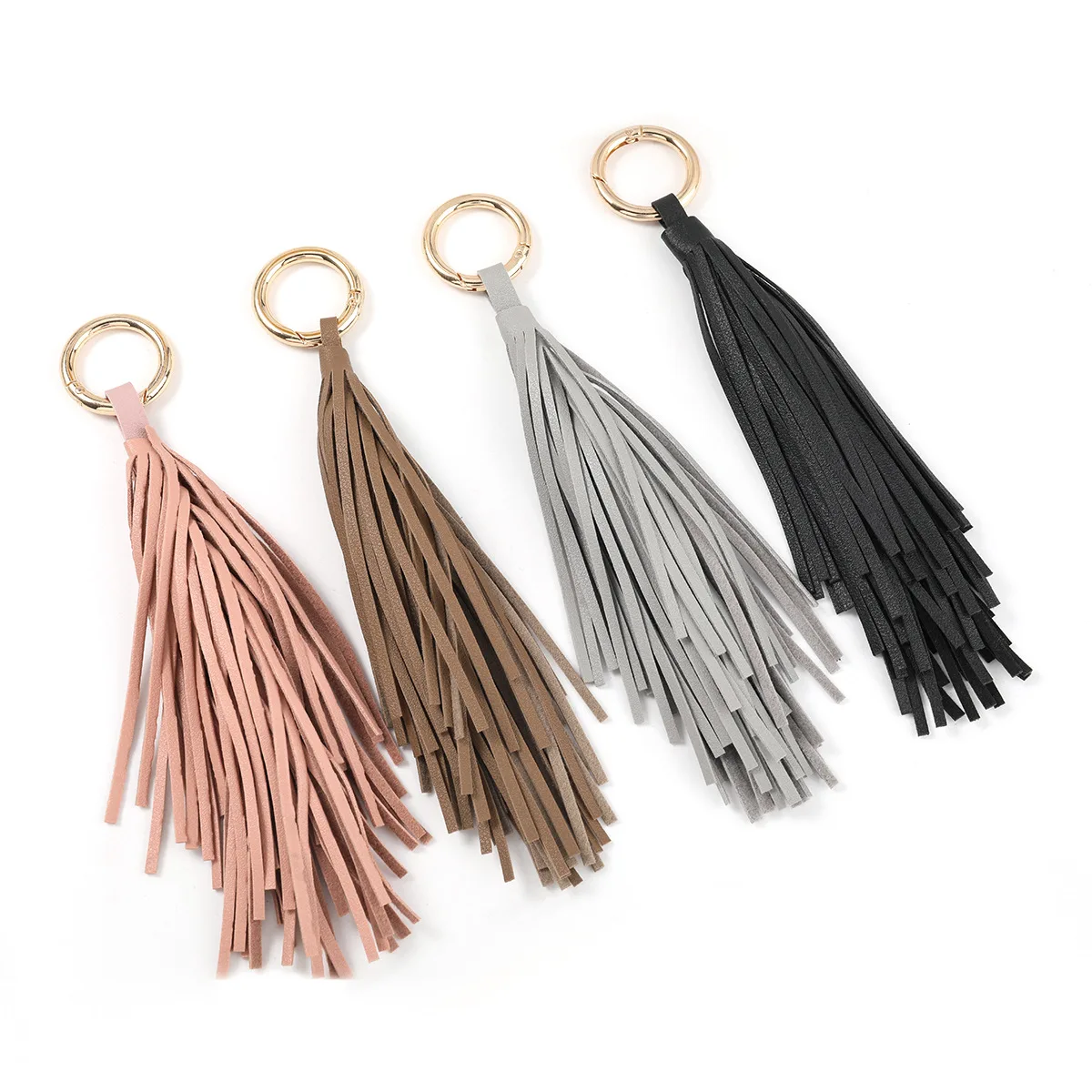 Fashion Women Bag Pendant Leather Long Tassel Car Key Chain Holder Accessories Trinket Handmade Keyring Fringe Jewelry Gift