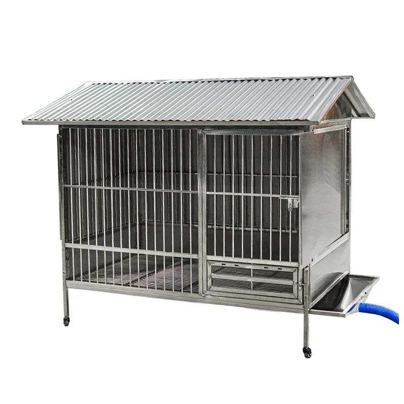 Outdoor Stainless Steel Dog Cage Medium and Large Dog Golden Retriever 304 Outdoor Dog House Rainproof Kennel with Toilet Bulldo