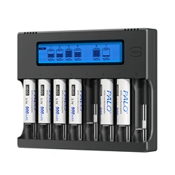 PALO 3.7V Li-ion Lithium Rechargeable Battery 14500 AA batteria 900mAh with Smart Charger for AA AAA 18650 14500 18350