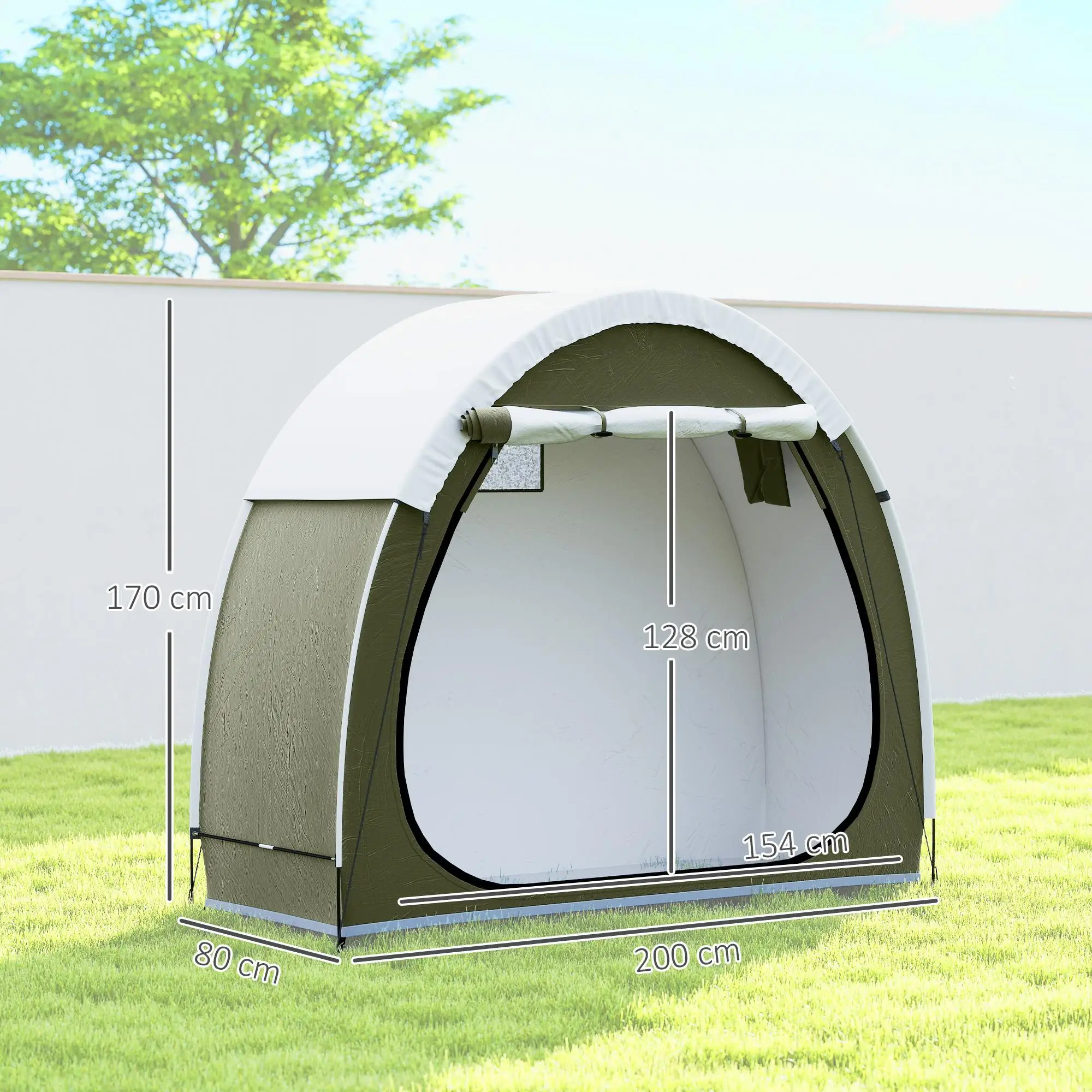 Carpa para bicicleta de 2 ruedas impermeable UPF50+ con ventilación 210D Oxford 200x80x170cm Verde