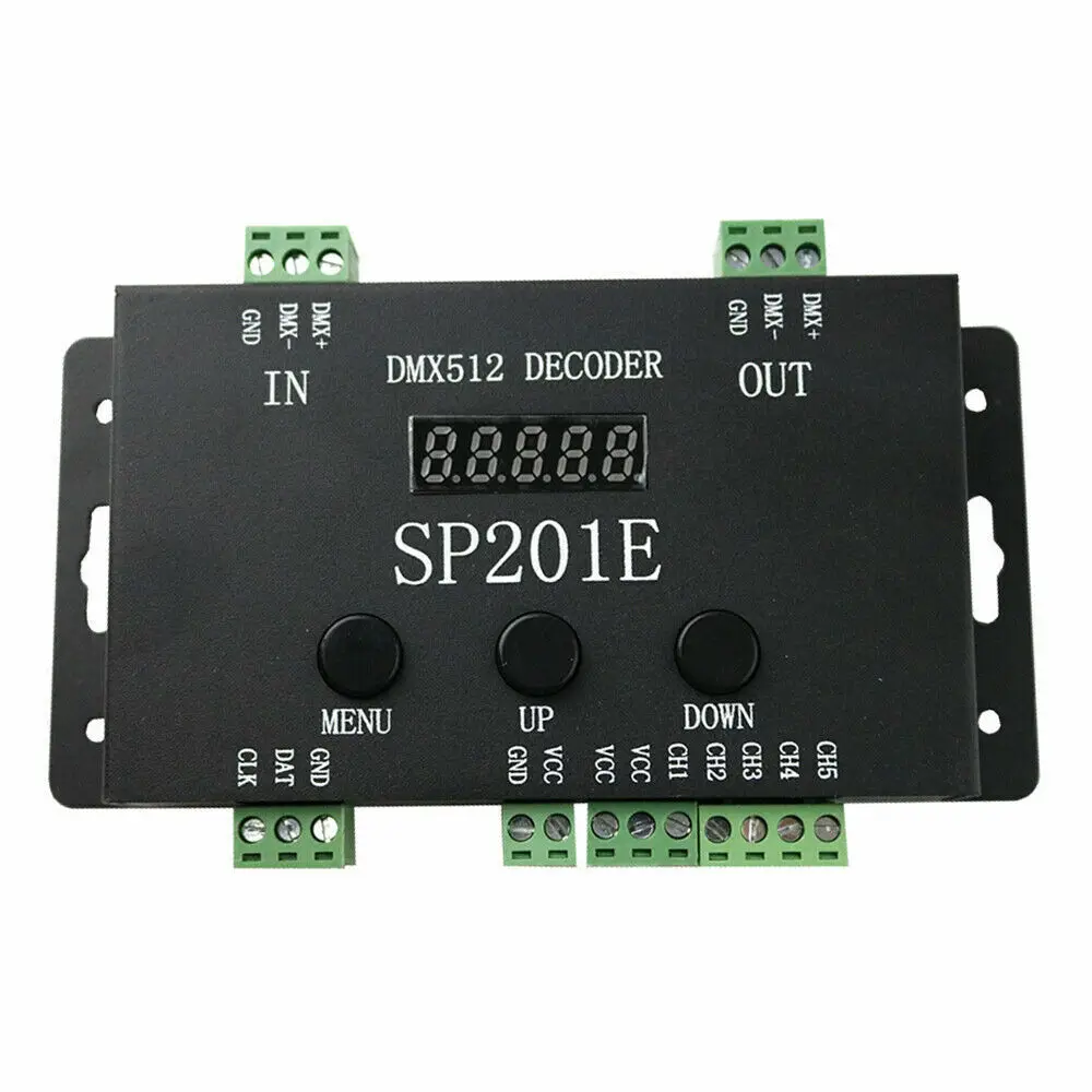 SP201E DMX512 Decoder controller SPI Signal Addressable RGB IC led strip LIGHT 5 Channel PWM WS2812B WS2811 UCS1903 TM1804