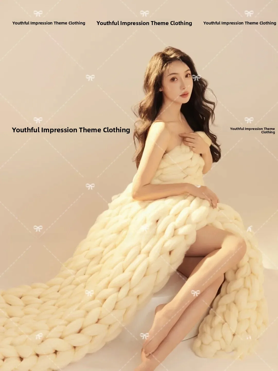 

Lush Style Korean Lazy Blanket Young Girl Pure Desire Thick Yarn Wrap Cloth Simple Photography Clothing Spring Fashion