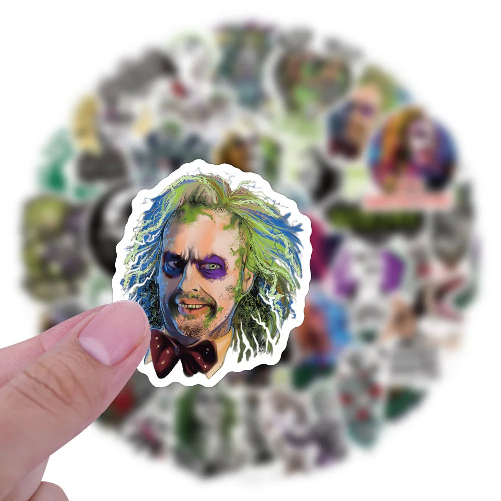 New 55pcs Beetlejuice Cartoon Stickers Skateboard Fridge Suitcase Phone Notebook Graffiti Sticker Decorations Birthday Gifts