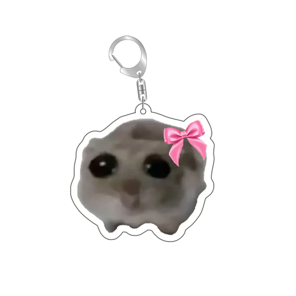 Fun Meme Im Just A Girl Sad Hamster Keychain Cartoon Game Acrylic Key Chain Ring Bag Backpack Charm Car Keyring Cute Keychain