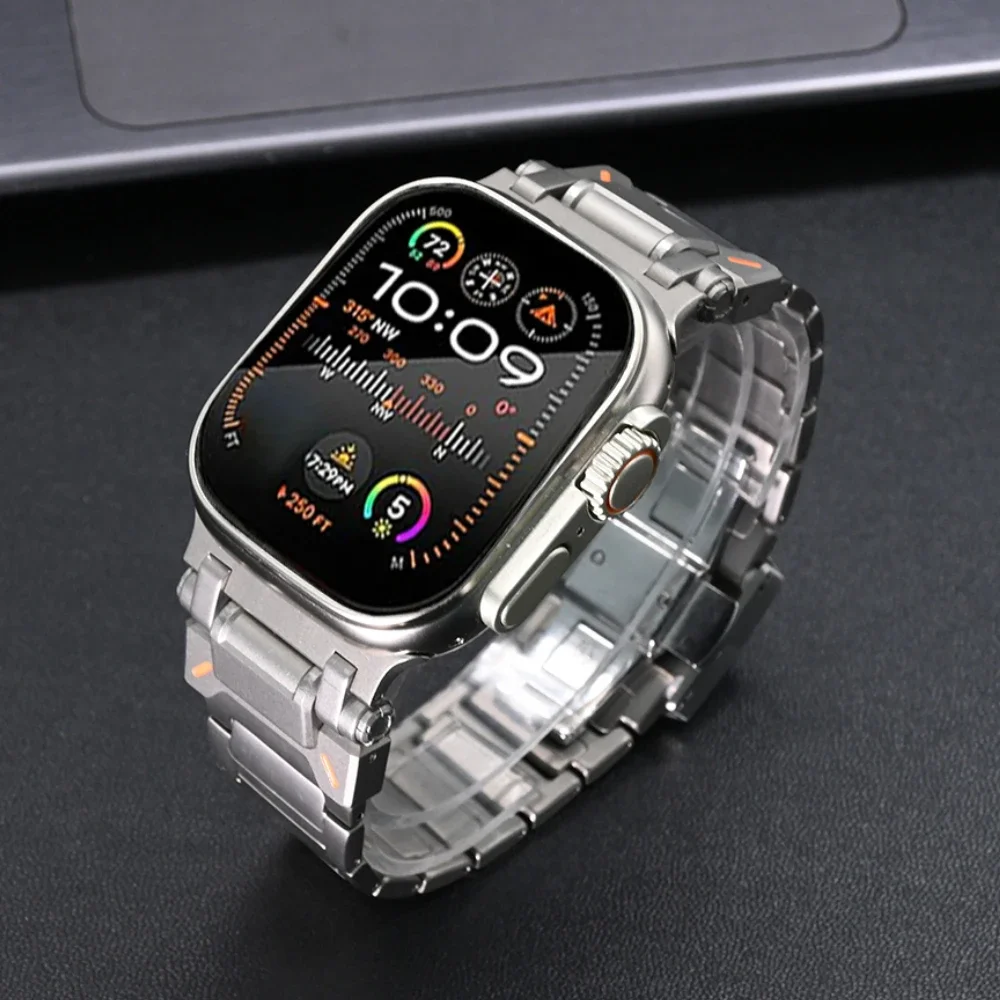 Metal Titanium Band for Apple Watch Ultra 2 49mm 10 46mm Link Strap for Iwatch Series 9 8 7 6 5 4 3 Se 45mm 44mm Luxury Bracelet