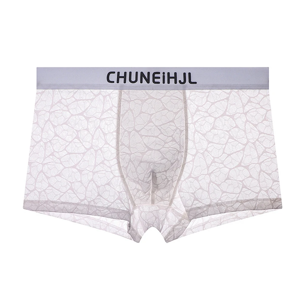 

Мужские трусы-боксеры из сетчатой ткани с текстурой, дышащие, эластичные, охлаждающие, с U-образным карманом, сексуальные, прозрачные