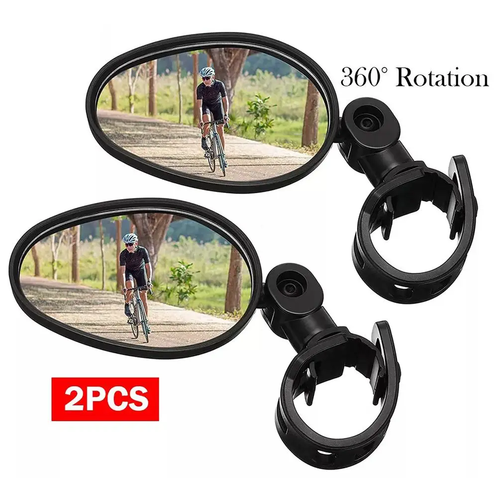 1pair Universal Bicycle Mirror Handlebar Wide-angle Cycling Rearview Adjustable Bycicle Mirror 360-degree Accessories