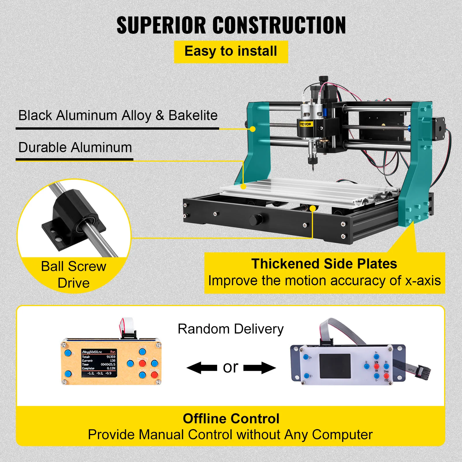 VEVOR CNC 3018 PRO Router Grawer z modułem laserowym 3-osiowa maszyna grawerująca GRBL Frezowanie drewna Frezarka do drewna do majsterkowania do