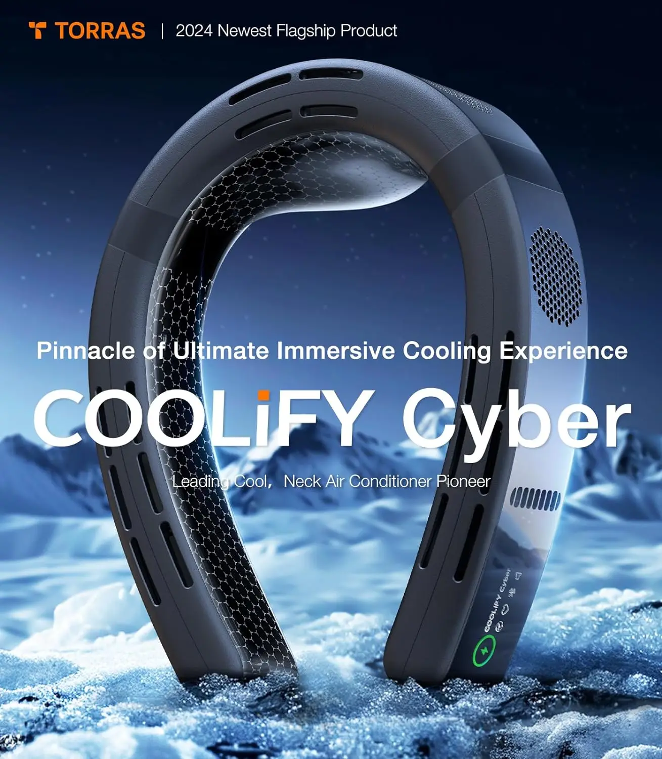 COOLiFY-Ventilador portátil do pescoço, refrigeração imersiva final, recarregável, condicionador de ar, flagship, 6000mAh, 2024