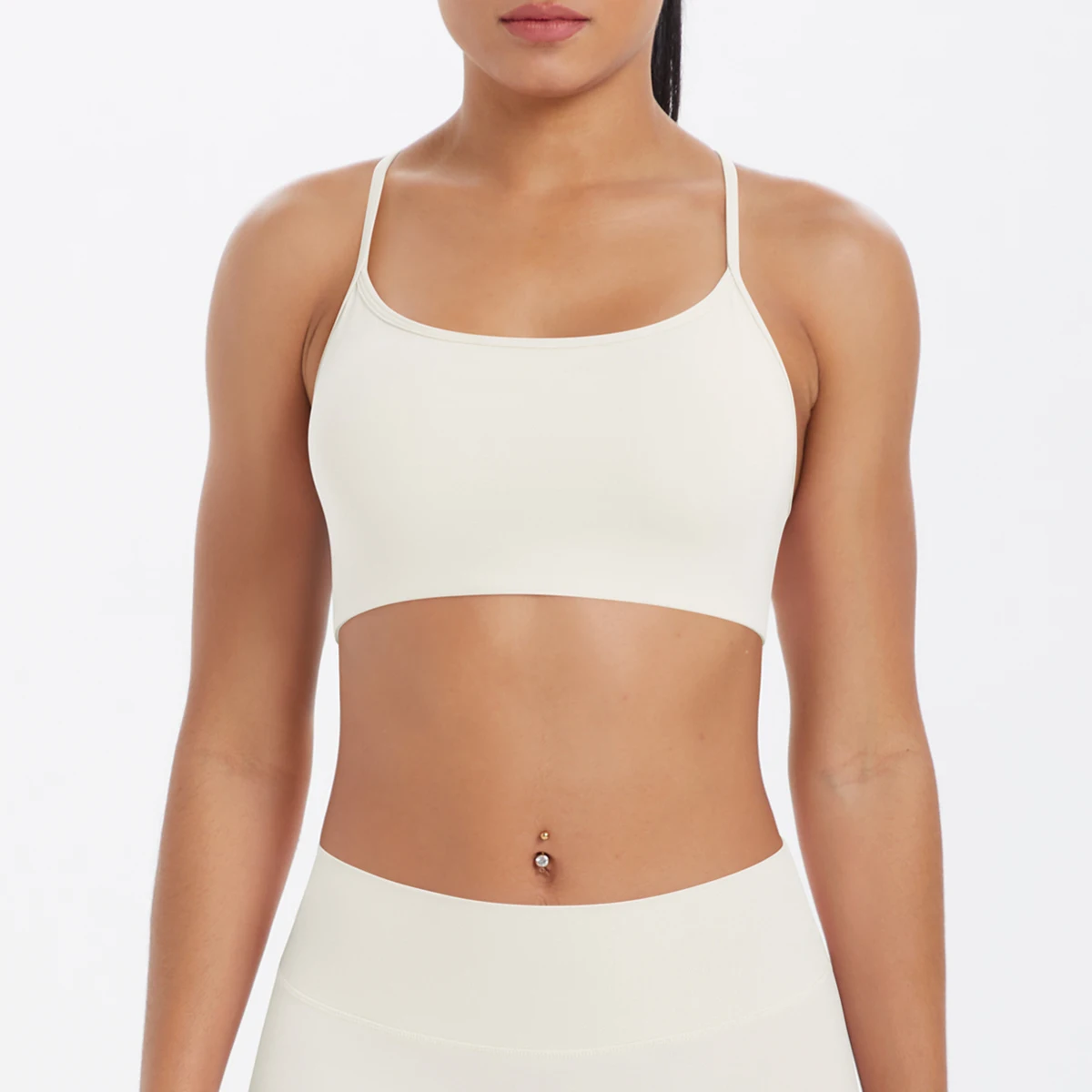 Tanktop für Damen, Yoga-BH, Yoga-Unterwäsche mit Brustpolster, einfarbig, schöner Rücken, Kreuz-BH, stoßfestes Workout-Top für Fitness und Laufen. – Detail 14