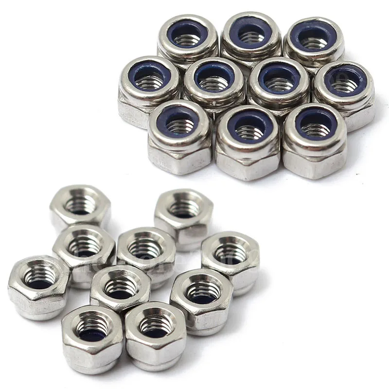 100 Pcs/Set M3 Stainless Steel Screw Lock Nylon Hex Nut Insert Locking Nuts 3mm DropShipping