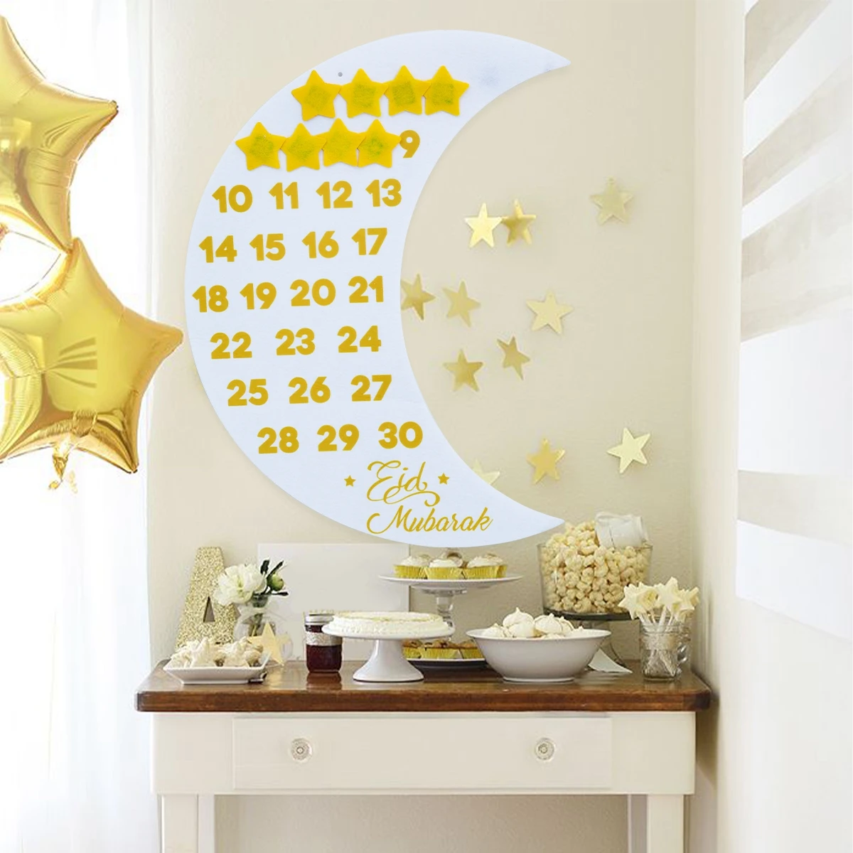 2026 Ramadan Countdown Calendar Eid Mubarak Felt Countdown Ramadan Calendar Muslim Party Decoration Craft Eid Al-Adha Ornament