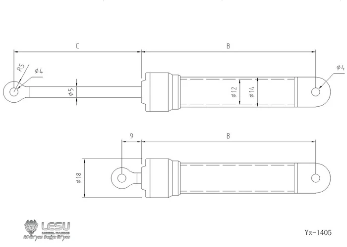 

1PC LESU Spare Parts 90MM 50MM Hydraulic Oil Cylinder Accessories for Toys DIY 1/14 RC Model TAMIYAYA Dumper Truck Car TH02459