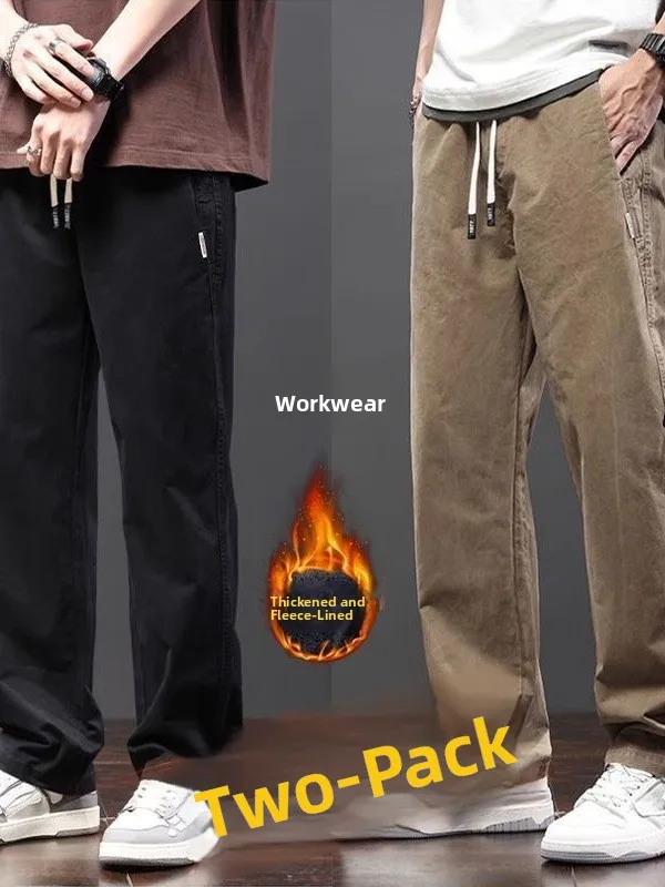 

Thiened Fce рабочие брюки мужские повседневные свободные длинные брюки осень-зима износостойкие грязезащитные брюки-карго прямые брюки