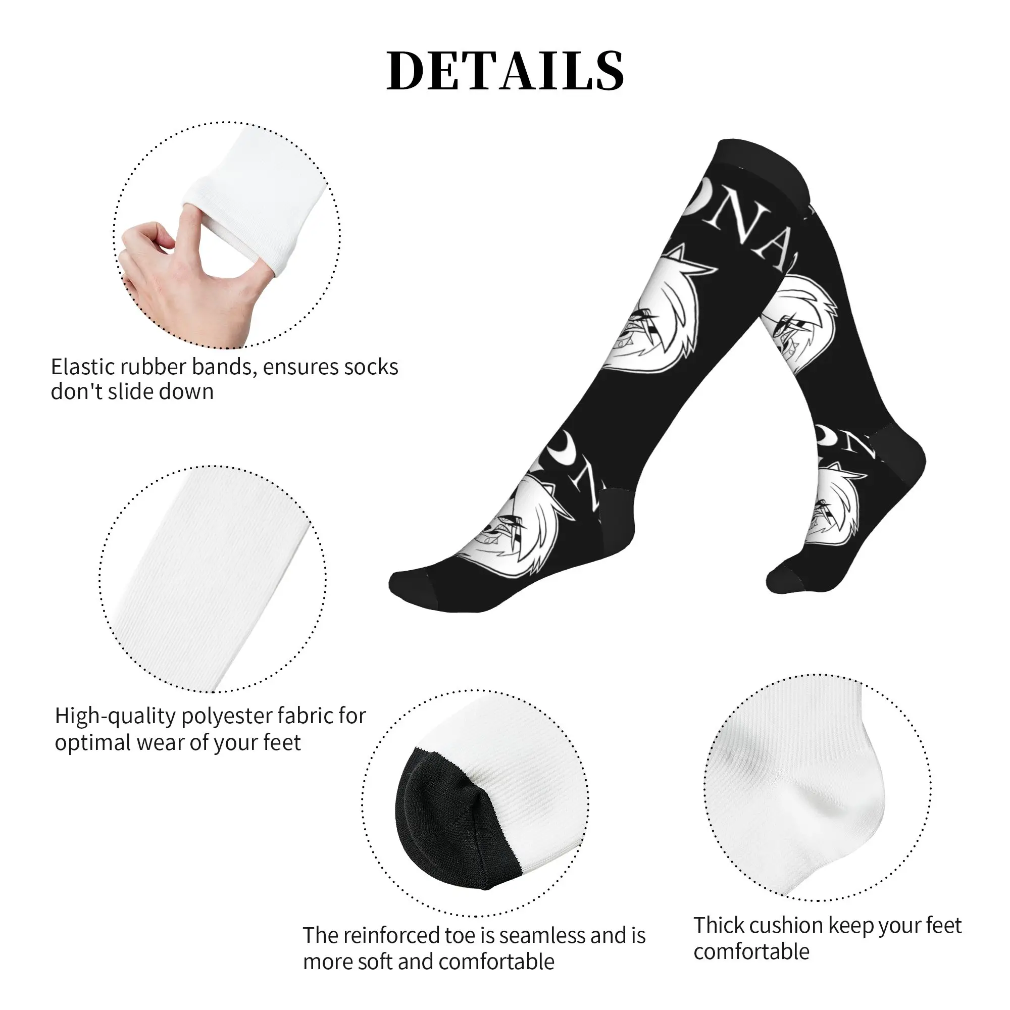 Loona Helluva Boss Mens Sports Compression Socks Unisex Cute Animated Musical Film Spring Summer Autumn Winter Dress Socks view 5