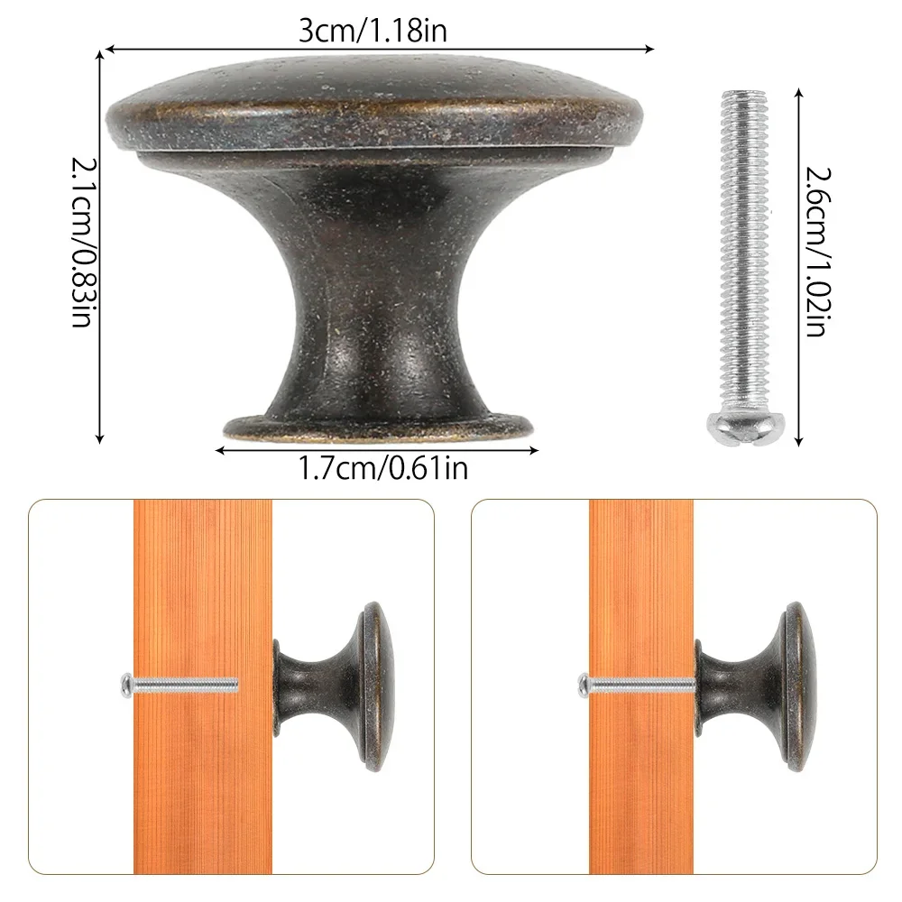 Brass Vintage Drawer Handle Antique Bronze Cupboard Door Pull Knob Round Zinc Alloy Dresser Knob Single Hole Drawer Handle
