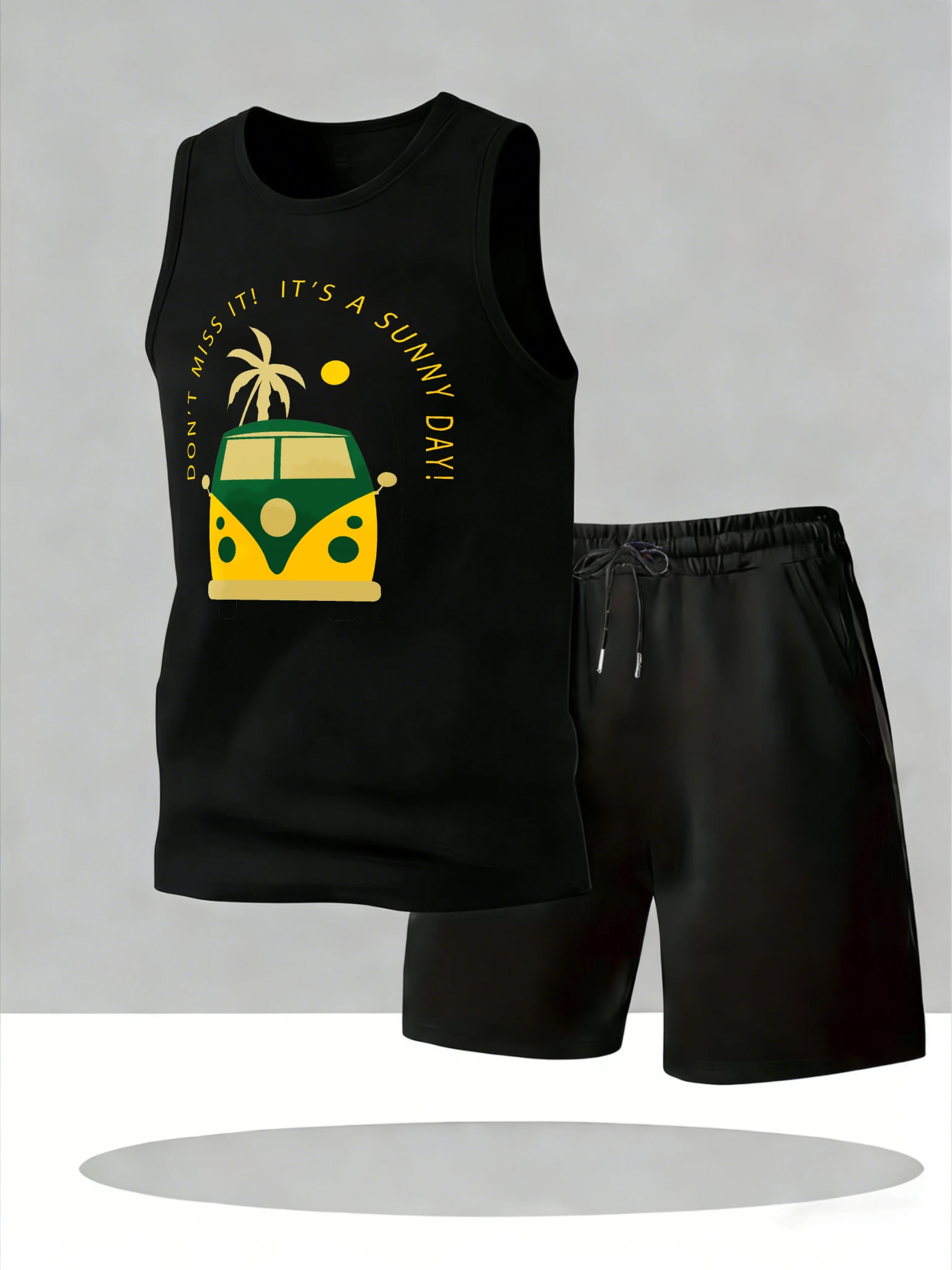 

Men's Tank Top Sets 2026 Summer Quick drying tracksuit for man crewneck oversize Breathable beach running jogging suit sports