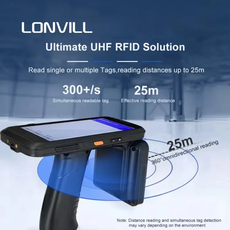 Leitor RFID de longo alcance OEM Android 12 portátil 5G 2D scanner de código de barras UHF RFID PDA robusto industrial