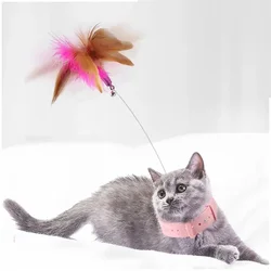 Interactive Cat Toys Teaser Stick Self-hi Feather Collar Game with Bell Kitten Training Playing Funny Wand Pet Accessories