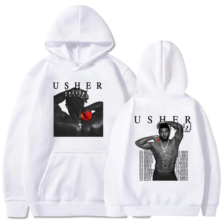 COMING HOME Usherr Rapper Hoodies Past Present Future Tour 2024 Sweatshirt for Winter Heavy Mental Fashion Unisex Pullovers Men