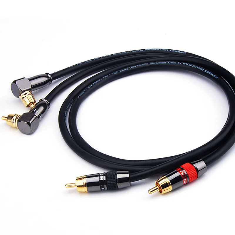 Kabel audio Monster HIFI Fever o wysokiej jakości dźwięku, pozłacane wtyki RCA, linia sygnałowa, kąt prosty 90 stopni. — zdjęcie produktu 2