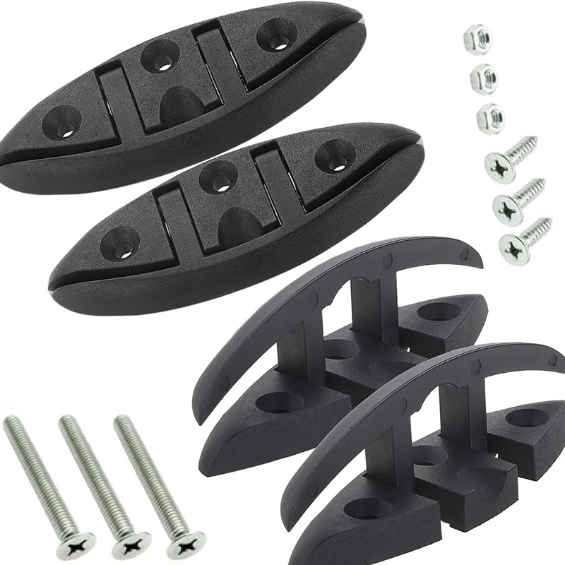 

5 inch Boat Folding Cleat, 4 PCS Flip Up Dock Mooring Cleat Marine Deck Rope Cleat with Mounting Screws for Boat Kayak