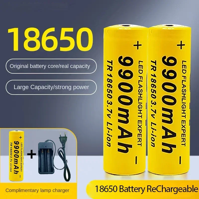 18650 Battery Rechargeable Battery 3.7V 18650 9900Mah Capacity Li-Ion Chargeable Battery for Pocket lamp + Charger