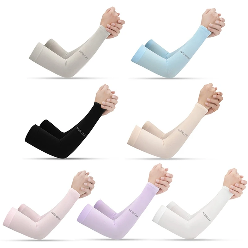 1Pair Cooling Arm Sleeves UV Sun Protection Women Men Cycling Driving Arm Cover Long Elbow Sleeves Outdoor Hand Protector