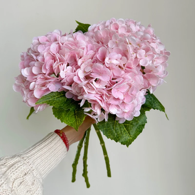 Pink Artificial Hydrangea Flowers for Decorations Realistic Hydrangea Branches Decoration Home Wedding Flowers Arrangement