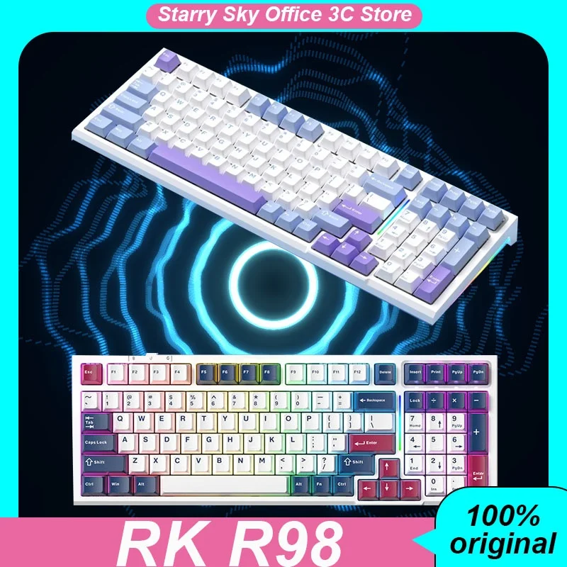 

Rk R98 Mechanical Keyboard Wireless Bluetooth 3mode 7200ma Battery Hot Plug Rgb Customized Gaming Keyboard Laptop Accessories