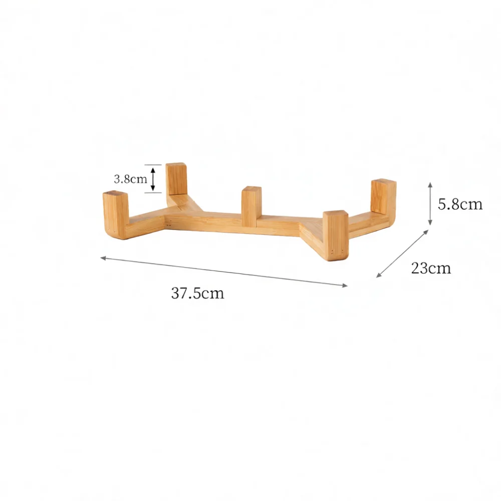 Raised Cat Food Dish Wooden Frame Elevated Set Ceramic Water Feeder Ergonomic Posture Protector Stable Tableware Tray