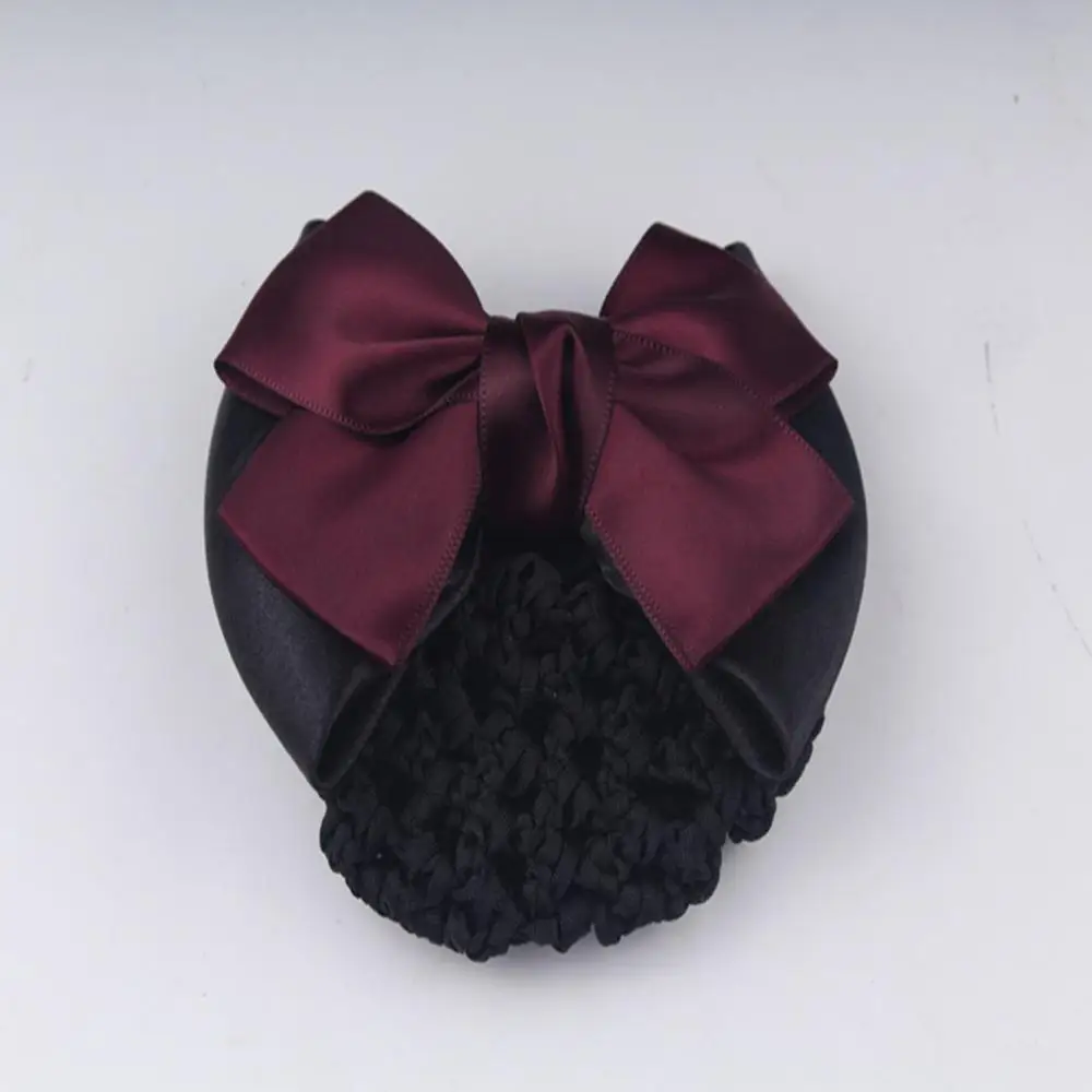 Bun Cover Snood Hairnet Girls Crochet Hair Net Pro Bow Barrette Hair Clip Cover Bowknot Bun Snood Hairnet Hair Styling Hair Ties