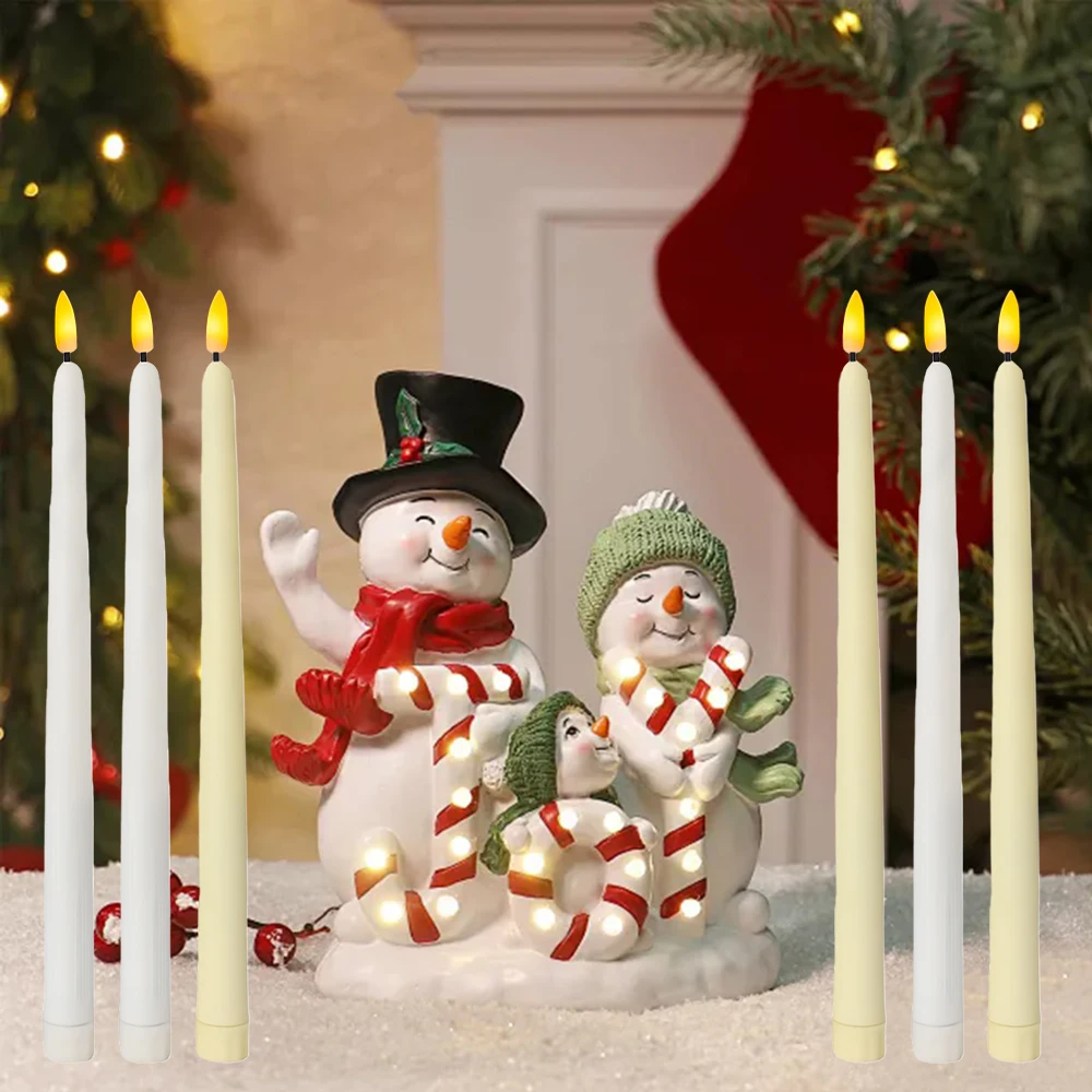 6pcs LED Flameless Taper Candles Light, Battery Operated LED Candlestick Flameless Long Candle Lamp for Home Party Decoration view 3