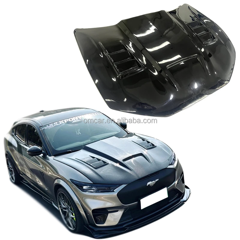 Upgrade Facelift Fiberglass Front Lid Engine Hood Cover Front Trunk Hood Bonnet For Ford Mustang Mach-E GT Car Body Kit