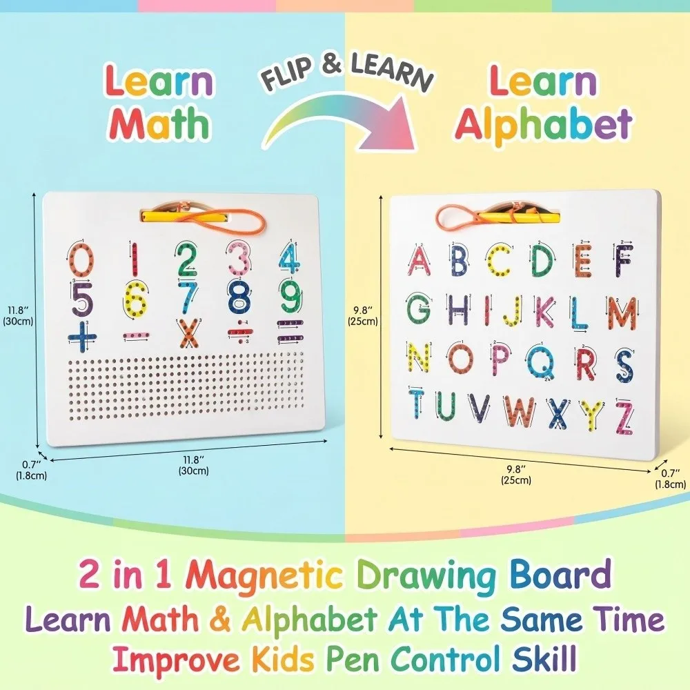 Double-Sided Magnetic Steel Ball Drawing Board Magnetic Plastic Alphabet Learning Board Magnetic Learning Board Early Learning