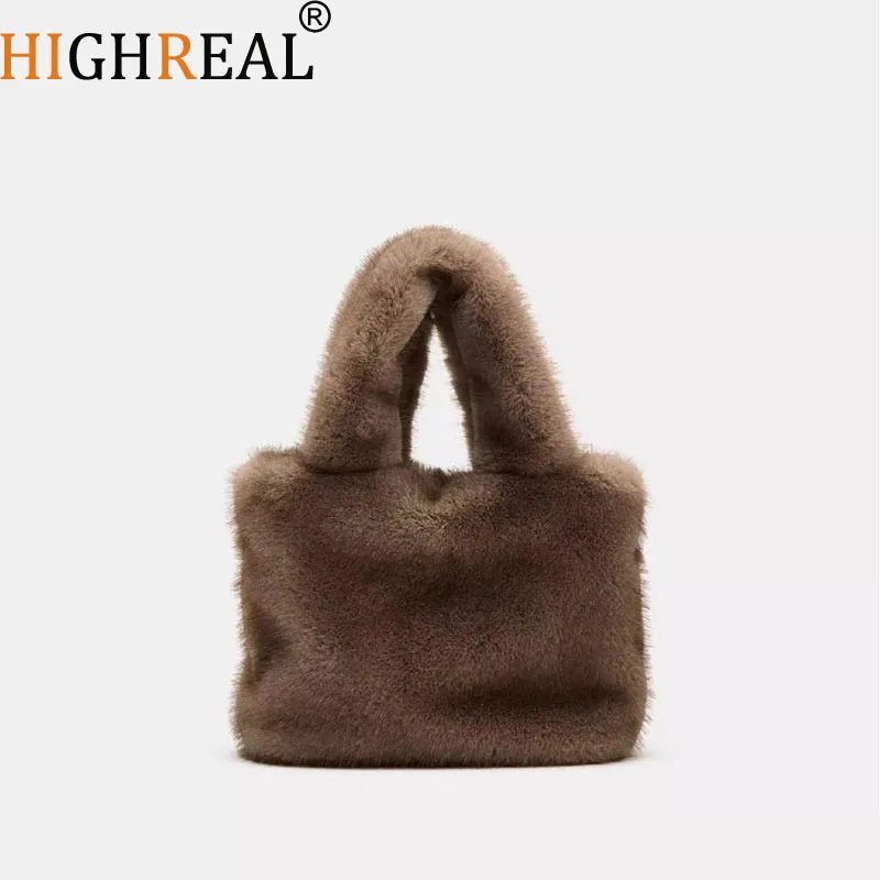 

Fashion Winter Women Bucket Bag Faux Fur Ladies Casual Tote Shoulder Bags Luxury Design Female Clutch Purse Handbags Bolsa