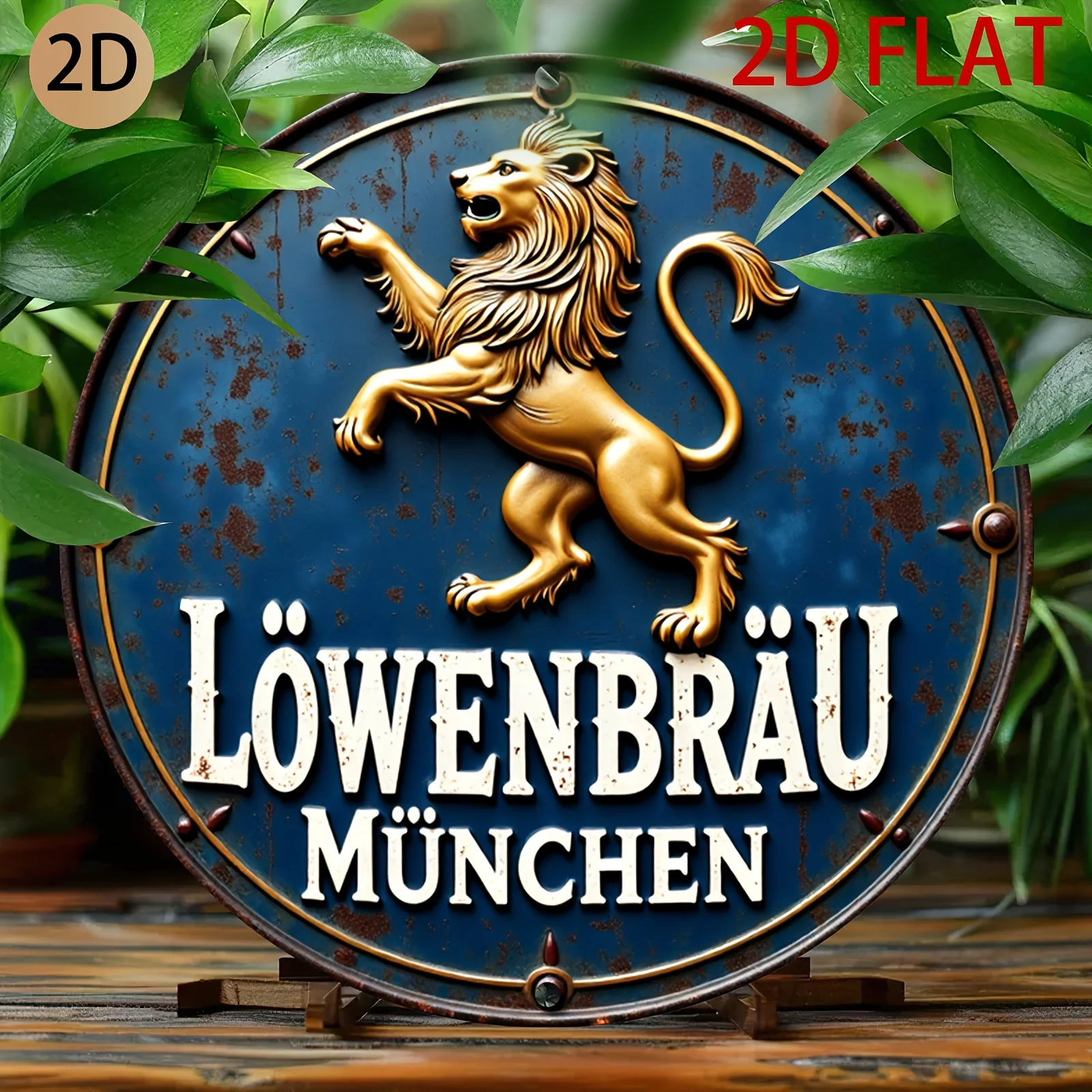 Placa de Metal Vintage com Logo da Cerveja Lowenbrau de Munique, Clássica Cervejaria Alemã, Placa Decorativa para Bar, Caverna do Homem e Decoração de Casa