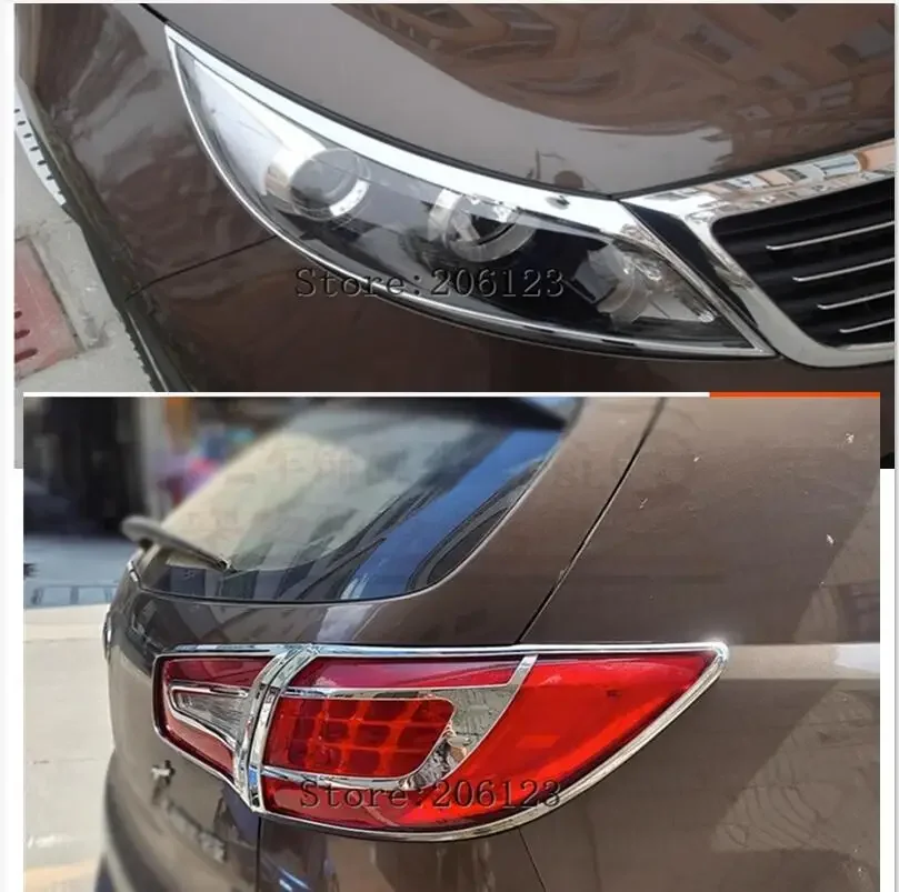 Kia Sportage R 2010-2016 için Kuyruk aydınlatma koruması ABS Krom Araba Arka Işıklar Kapak Arka Lambası Trim Etiket veya Ön far kafası