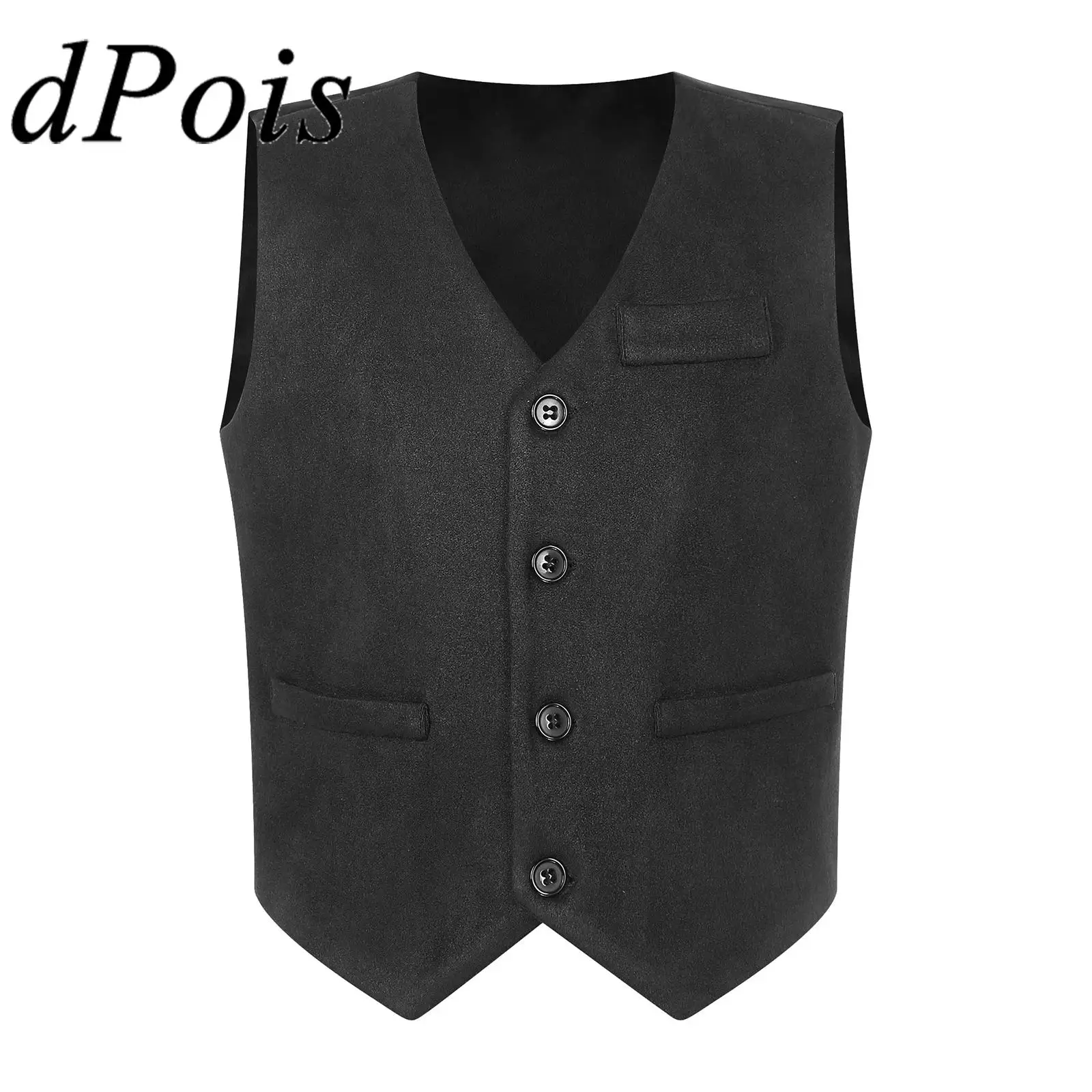 

Children Boy's Suits Vests Kids Gentleman School Uniforms Waistcoat for Boy Teens V Neck Sleeveless Vest for Banquet Host