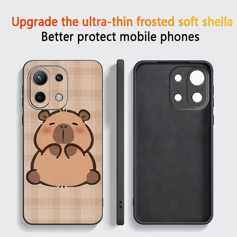 

Phone Case For Xiaomi Redmi Note 15 14T 13Lite 12S 5g 4g Pro Plus Soft Case Black Full Protect Capybara