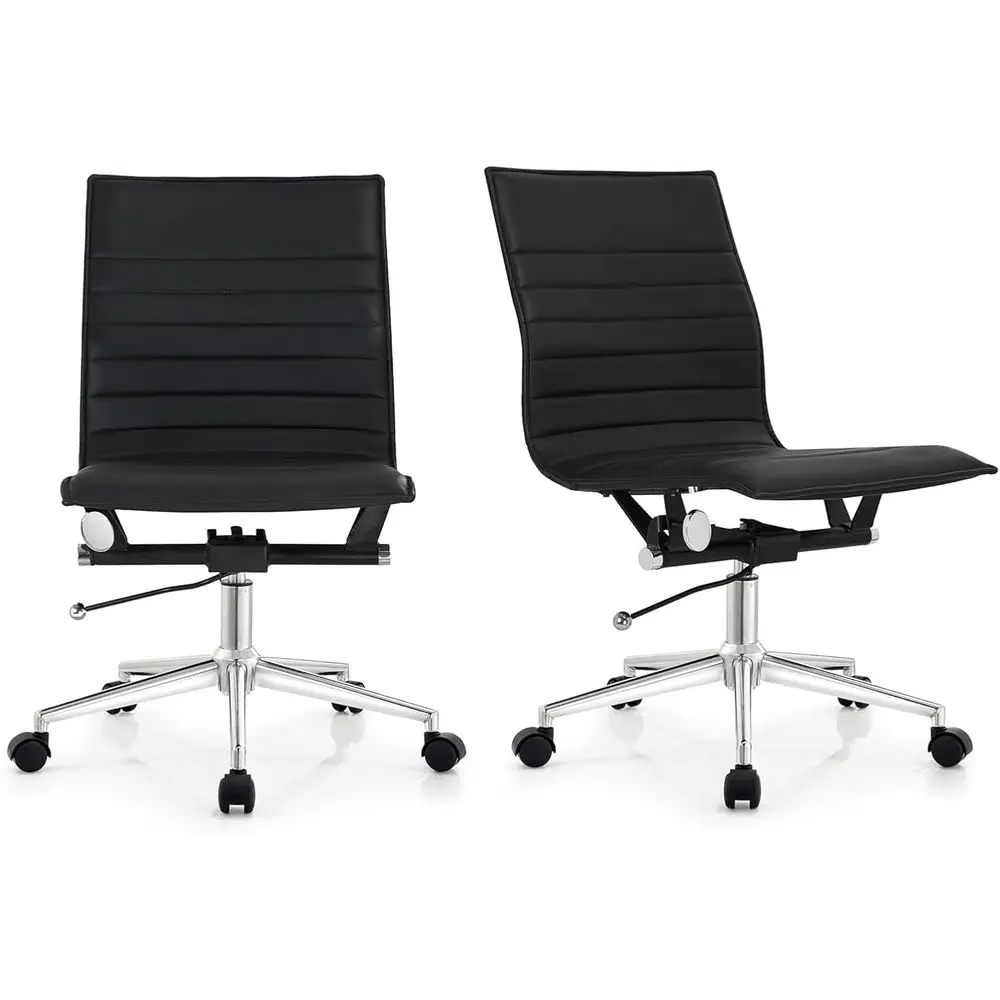 

Эргономичное офисное кресло из ПУ-кожи с ребристой спинкой, регулировкой высоты и подлокотниками