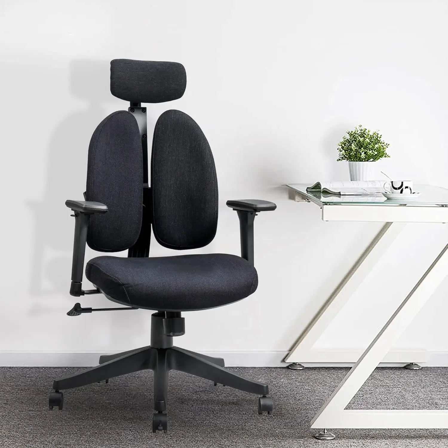 Silla de oficina ergonómica con respaldo doble, sillas de escritorio para oficina en casa, cómoda silla giratoria para computadora con soporte lumbar dinámico